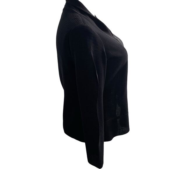 Exclusively Misook Textured Full Zip Sweater Cardigan Black XL Petite - Picture 2 of 7